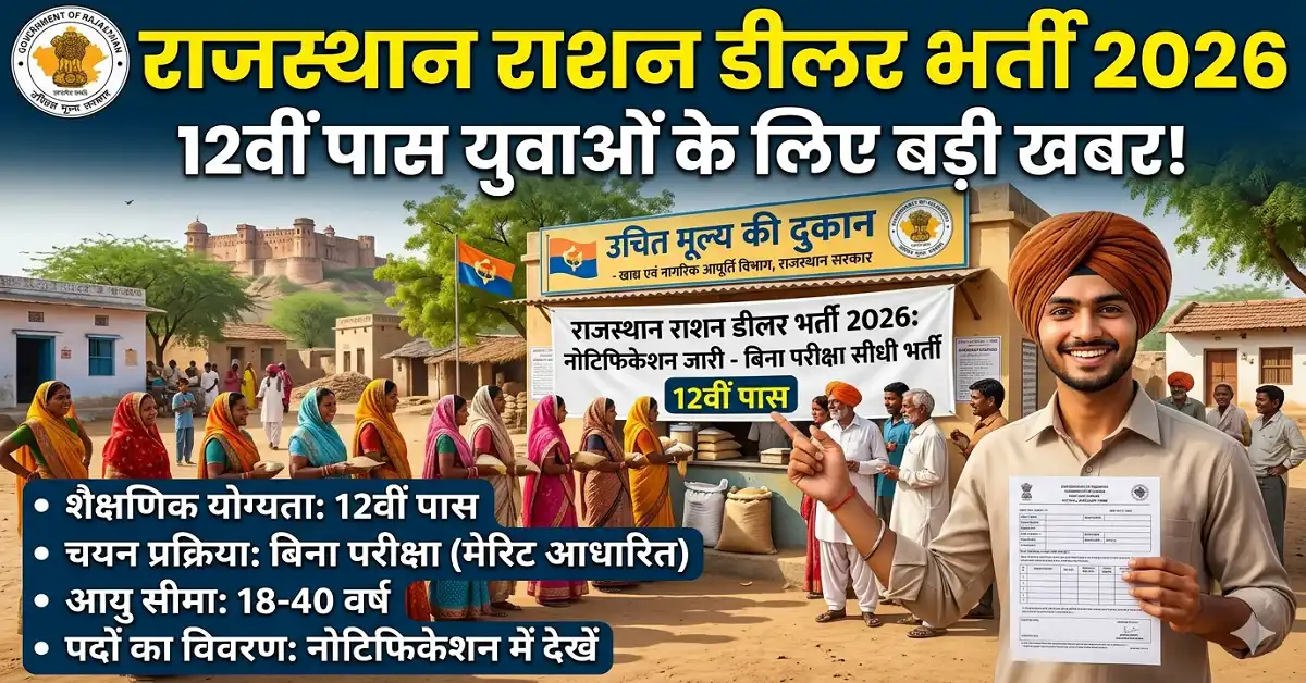 Rajasthan Ration Dealer 2026: राजस्थान राशन डीलर भर्ती का 12वीं पास के लिए बिना परीक्षा नोटिफिकेशन जारी